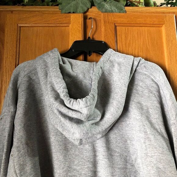 JET John Eshaya V-Neck Heather Rhinestone Detail Pullover Hoodie Gray - M/L - Picture 10 of 15